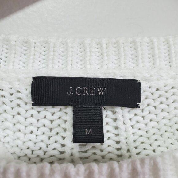J. CREW J.CREW Fisherman Sweater Crewneck Cable Knit Winter White Women's Medium - Picture 9 of 12